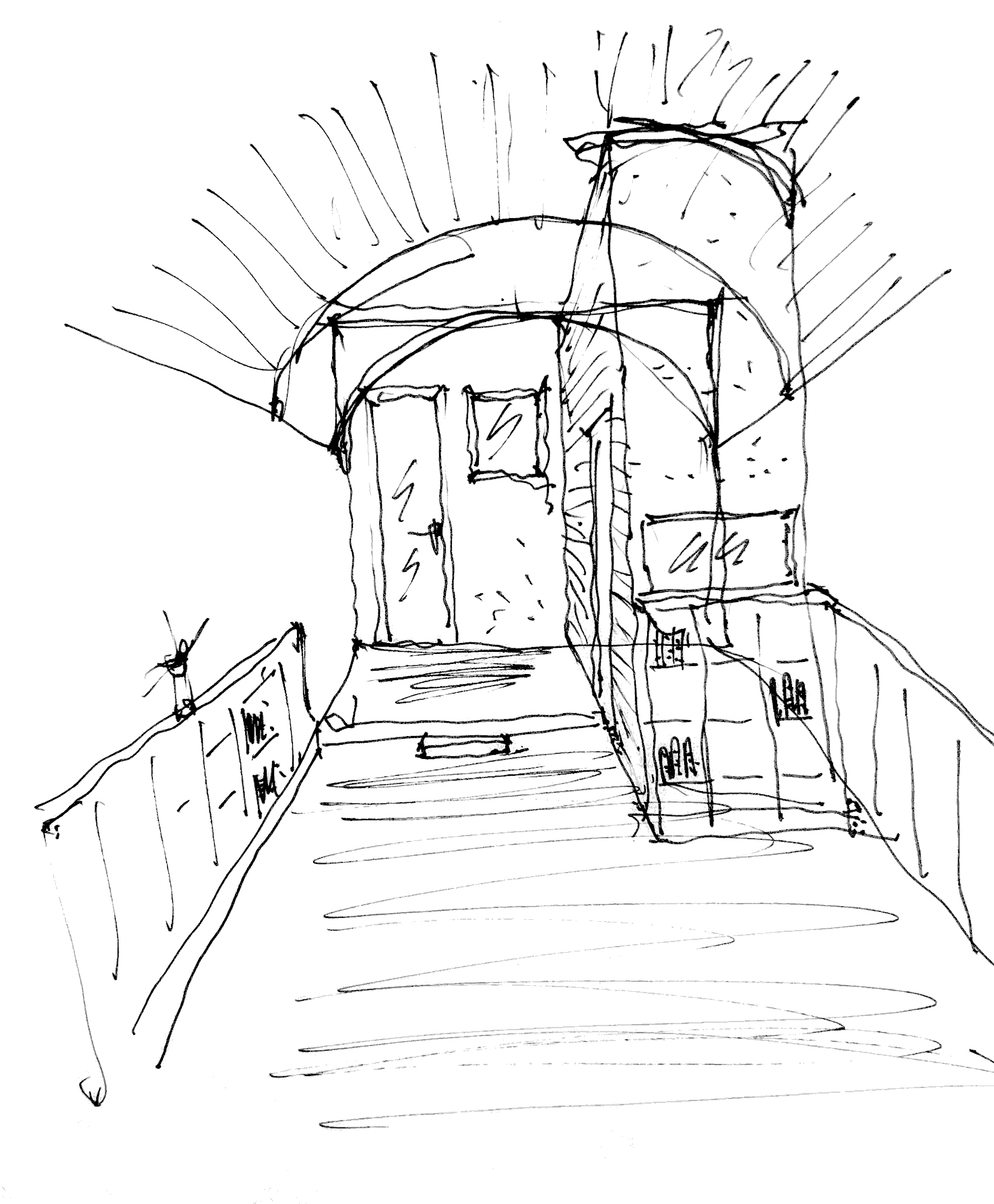 Ideenskizze zum Projekt Chinderbuechlade in Bern.